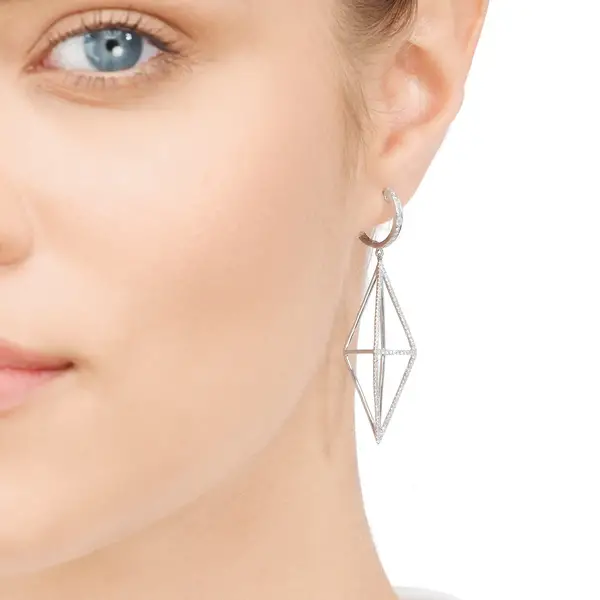 Leaf Jewelry Ohrringe Trapez mit Diamanten, 18 K Gelbgold Blitzangebot