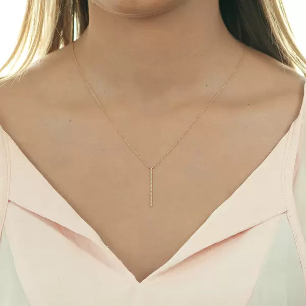 Leaf Jewelry Halskette Bar Diamanten, 18 K Rosegold Saisonale Angebote