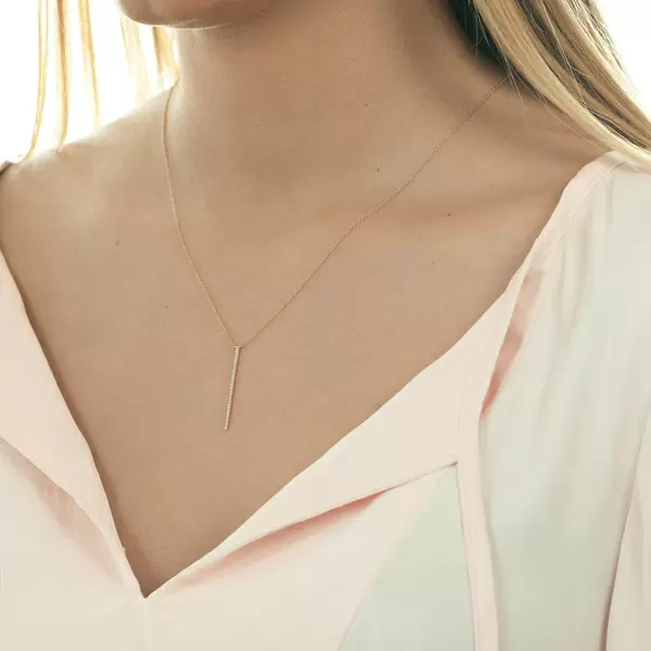 Leaf Jewelry Halskette Bar Diamanten, 18 K Rosegold Saisonale Angebote