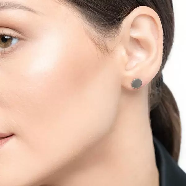 Leaf Jewelry Ohrstecker Disc 8 mm, 14 K Weissgold Kauf eins, bekomm eins gratis