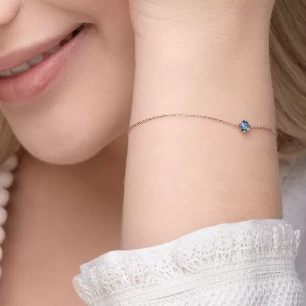 Leaf Jewelry Armkette Cabochon, Blue Topaz, 14 K Rosegold Tägliche Deals
