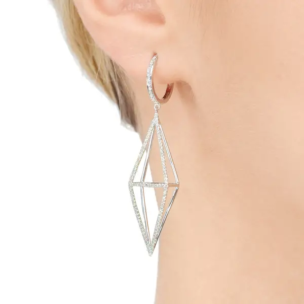 Leaf Jewelry Ohrringe Trapez mit Diamanten, 18 K Rosegold VIP-Rabatte