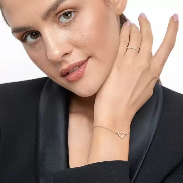 Leaf Jewelry Armkette Heart mit Diamanten, 18 K Roségold Tiefpreis