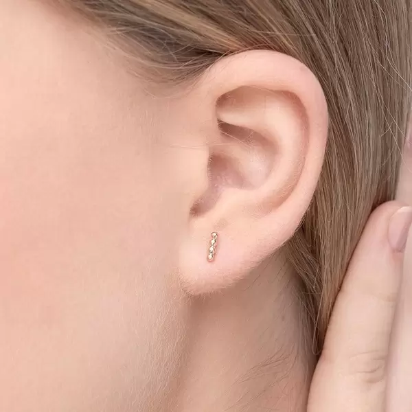 Leaf Jewelry Ohrstecker 4 Kugel, 14K Rosegold Super Sparpreis
