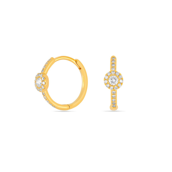 Leaf Jewelry Creolen Pave II, 14K Gelbgold Kostenlose Rückgabe