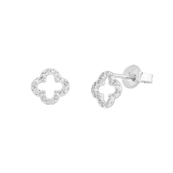 Leaf Jewelry Ohrstecker Clover mit Diamanten, 18 K Weissgold Begrenzte Freigabe