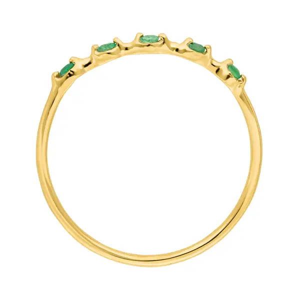 Leaf Jewelry Ring mit 5 Smaragden, 14K Gelbgold Neueste Stile