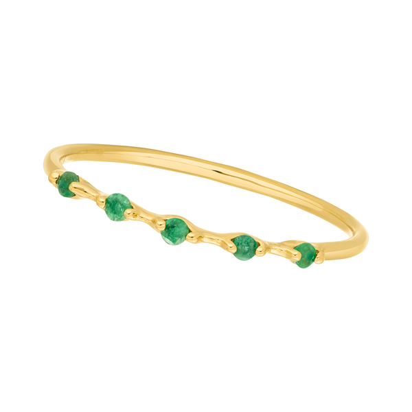Leaf Jewelry Ring mit 5 Smaragden, 14K Gelbgold Neueste Stile