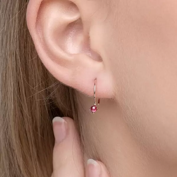 Leaf Jewelry Ohrringe Cabochon, Rubin, 14 K Roségold Letzte 2 Tage