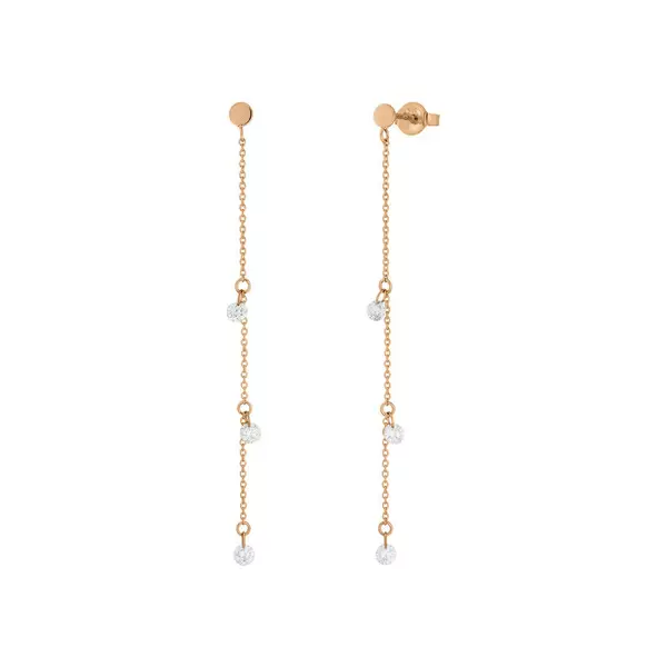 Leaf Jewelry Ohrringe Pure Chain mit Diamanten, 18 K Rosegold Bis zu 65% Rabatt