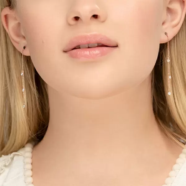 Leaf Jewelry Ohrringe Pure Chain mit Diamanten, 18 K Rosegold Bis zu 65% Rabatt
