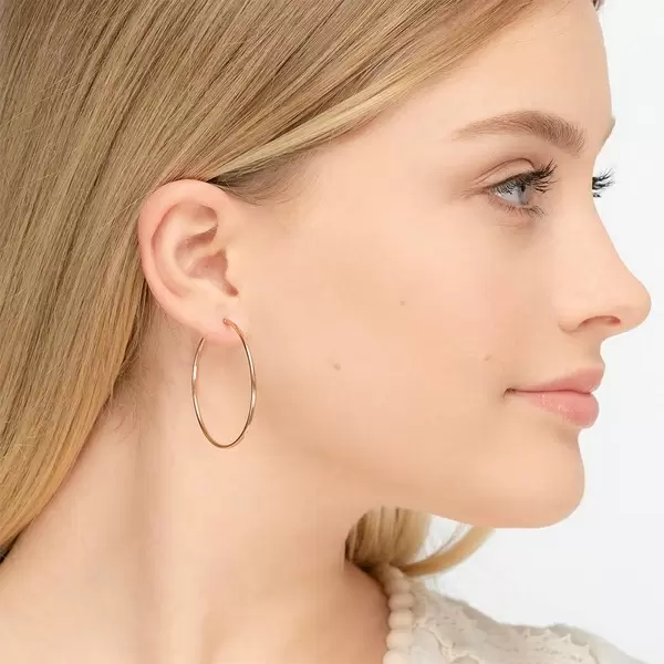 Leaf Jewelry Creole Rund L, 40mm, 14 K Rosegold Bis zu 55% Rabatt