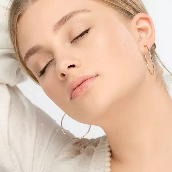 Leaf Jewelry Creole Rund L, 40mm, 14 K Rosegold Bis zu 55% Rabatt