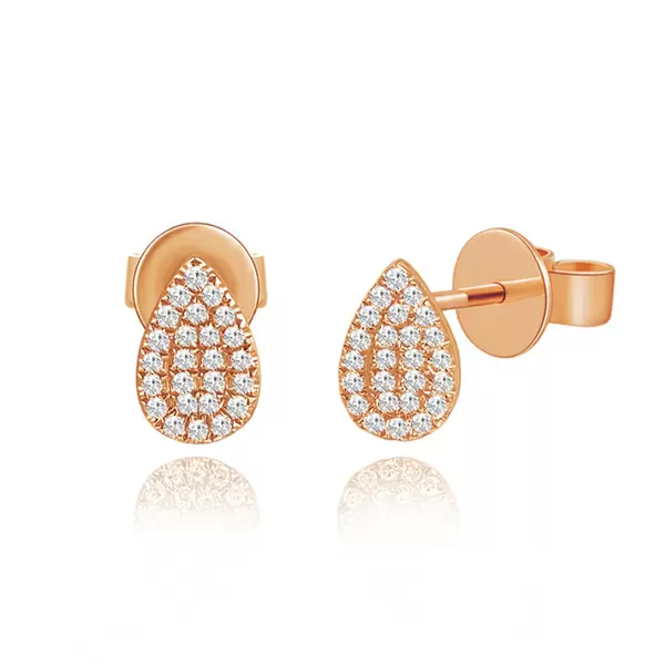 Leaf Jewelry Ohrstecker Drops mit Diamanten, 18 K Roségold Nur noch ein Tag übrig