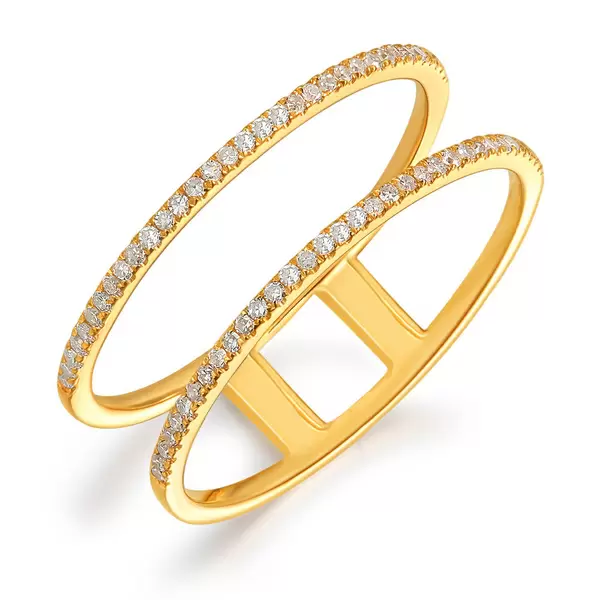 Leaf Jewelry Ring Double mit Diamanten, 18 K Gelbgold Riesige Rabatte