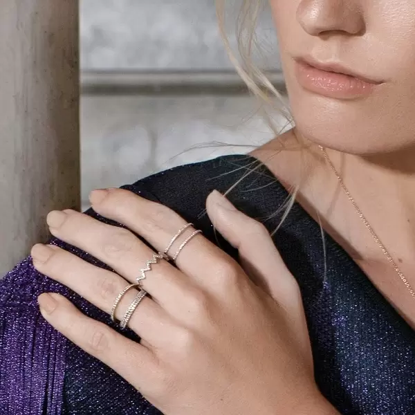 Leaf Jewelry Ring Double mit Diamanten, 18 K Gelbgold Riesige Rabatte