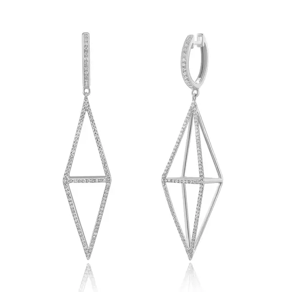 Leaf Jewelry Ohrringe Trapez mit Diamanten, 18 K Weißgold 50% Rabatt mit kostenlosem Versand