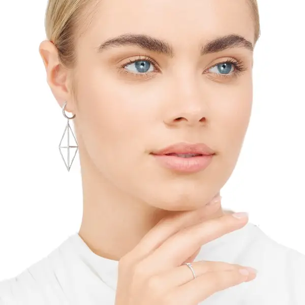 Leaf Jewelry Ohrringe Trapez mit Diamanten, 18 K Weißgold 50% Rabatt mit kostenlosem Versand