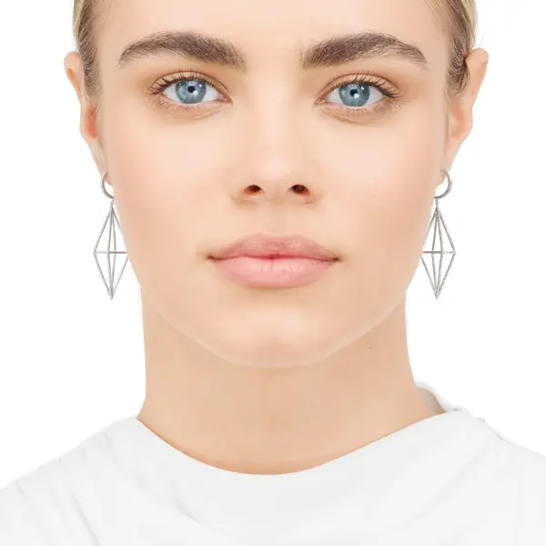 Leaf Jewelry Ohrringe Trapez mit Diamanten, 18 K Weißgold 50% Rabatt mit kostenlosem Versand