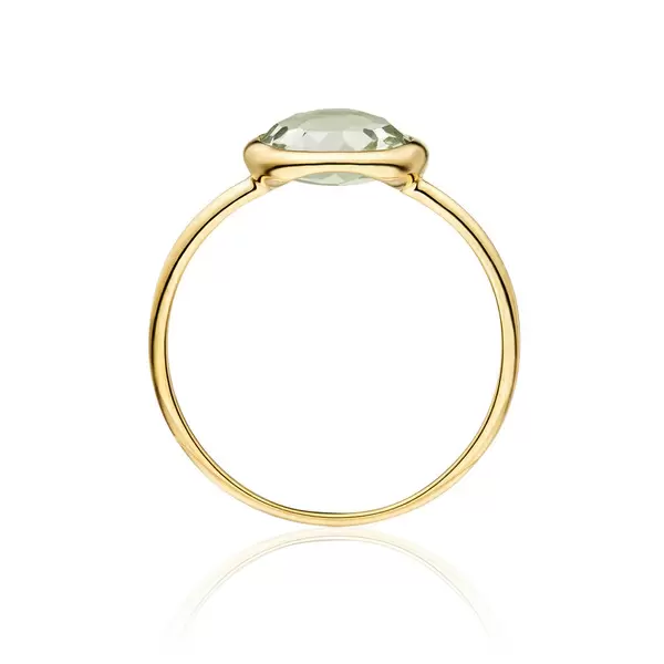 Leaf Jewelry Ring Grüner Amethyst, 14 K Gelbgold, Clearance-Verkauf