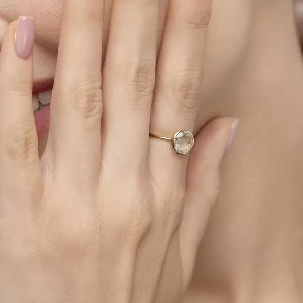Leaf Jewelry Ring Grüner Amethyst, 14 K Gelbgold, Clearance-Verkauf