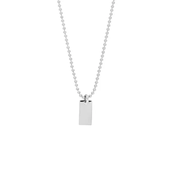 Leaf Jewelry Halskette Tiny Dog Tag, 14 K Weißgold Kostenloser Versand international