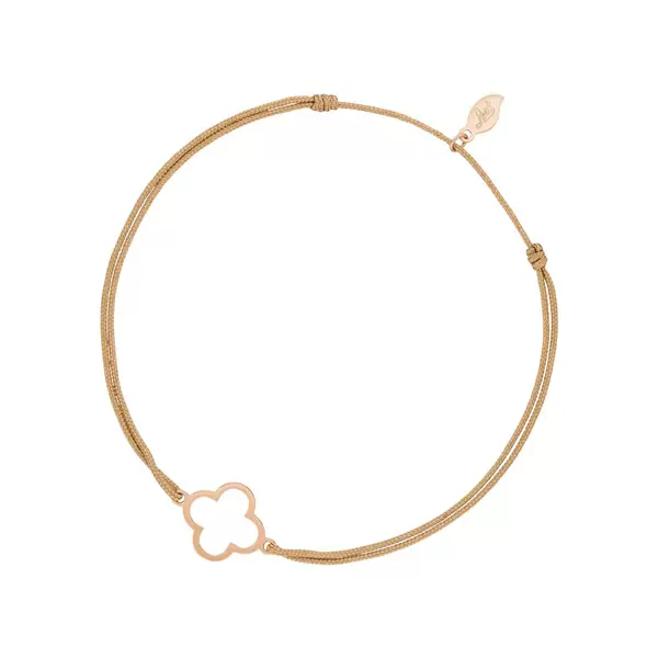 Leaf Jewelry Glücksbändchen GENTLE CLOVER, 14 K Rosegold, Beige Speichern exportieren