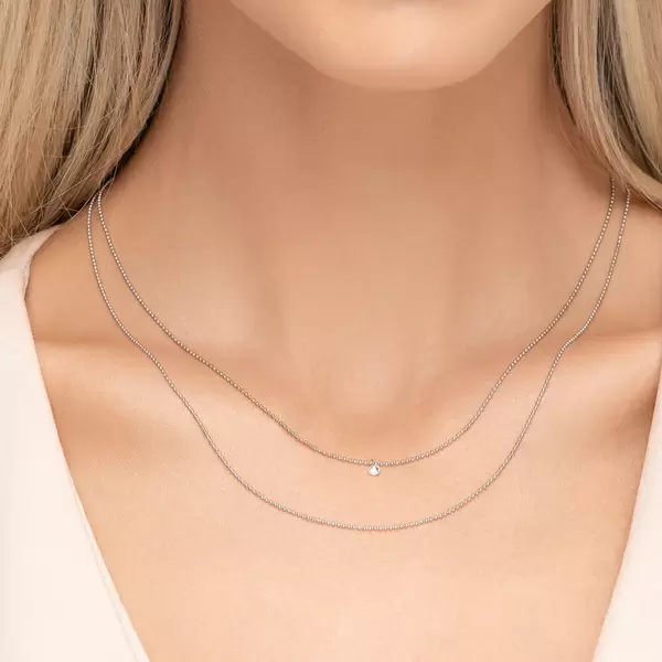 Leaf Jewelry Halskette Pure Double, Diamant, 14 K Weißgold Black Friday Preise