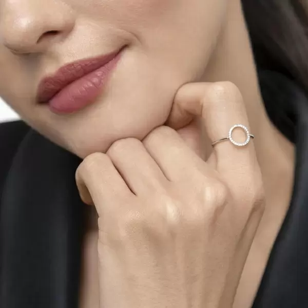 Leaf Jewelry Ring Circle mit Diamanten, 18 K Weißgold Auslauf