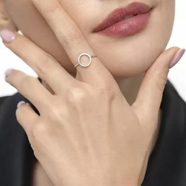 Leaf Jewelry Ring Circle mit Diamanten, 18 K Weißgold Auslauf