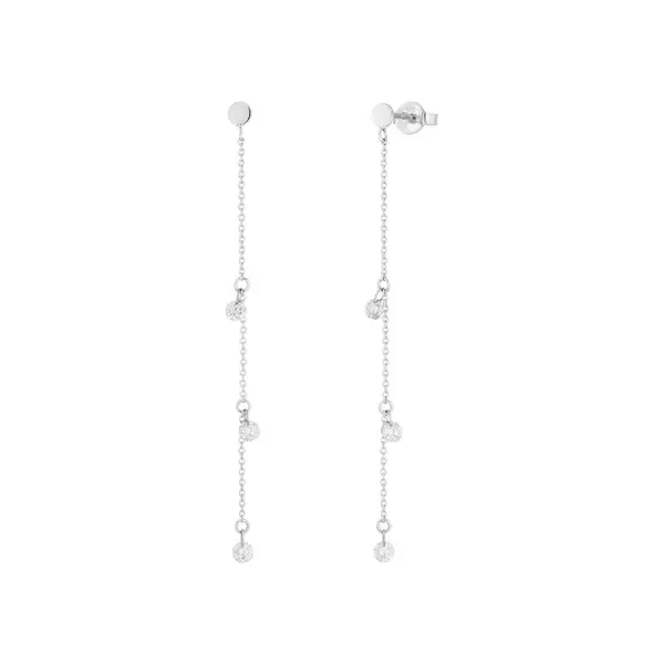 Leaf Jewelry Ohrringe Pure Chain mit Diamanten, 18 K Weissgold Hotsell