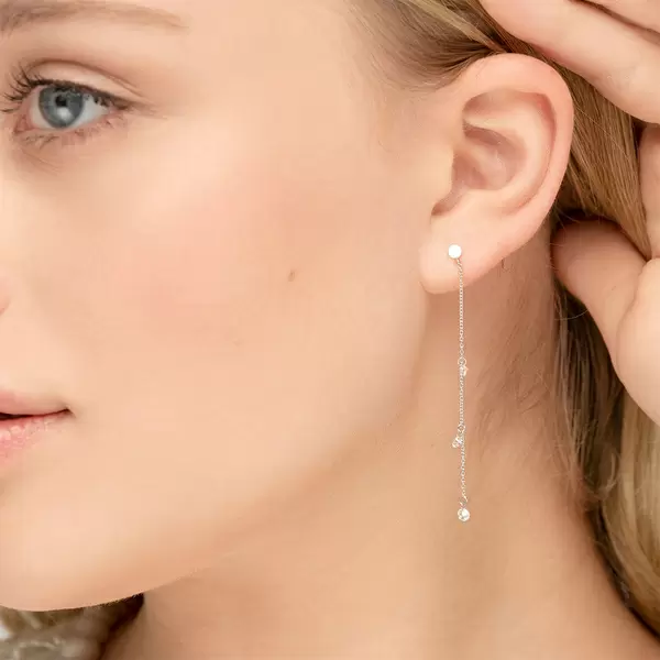 Leaf Jewelry Ohrringe Pure Chain mit Diamanten, 18 K Weissgold Hotsell