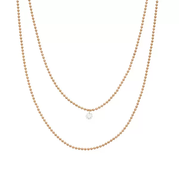 Leaf Jewelry Halskette Pure Double, Diamant, 14 K Rosegold Günstiger Verkauf