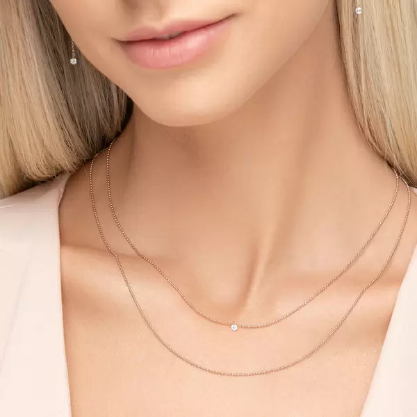 Leaf Jewelry Halskette Pure Double, Diamant, 14 K Rosegold Günstiger Verkauf