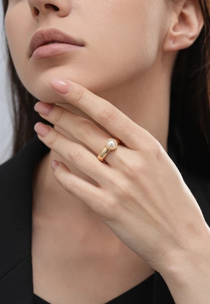 Leslii Ring gold Perle Neueste Stile