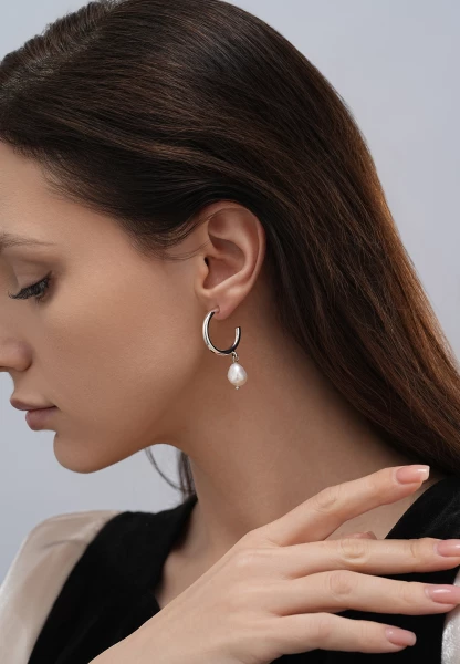 Leslii Creolen Pearls Silber Zeitbegrenzte Promotion