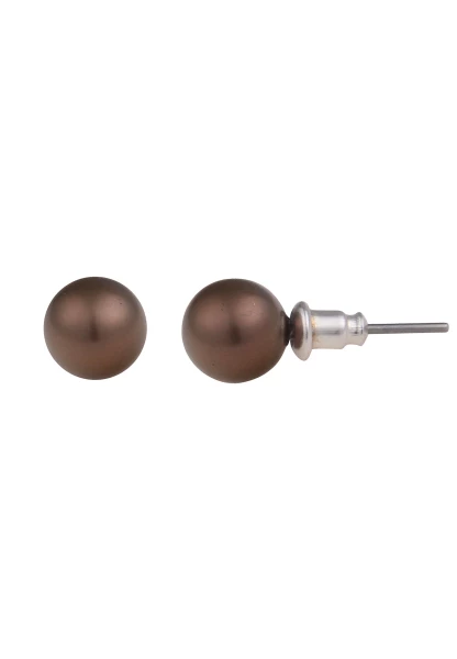 Leslii Damen-Ohrringe Daniela braune Perlen-Ohrringe Ohrstecker Modeschmuck Braun Super Rabatt