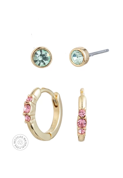 Leslii Recycled Ohrringset mit bunten Glassteinen Kostenloser Versand international