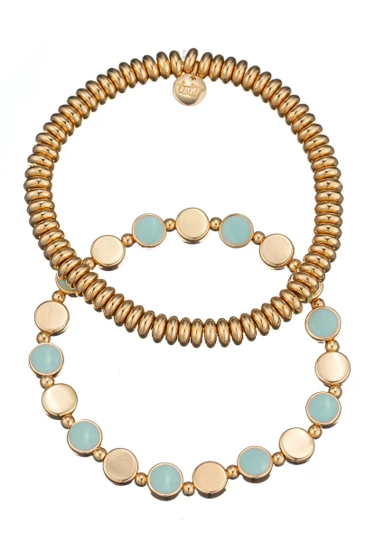 Leslii Armband Set Metallringe und Scheiben | Gold Große Rabatte