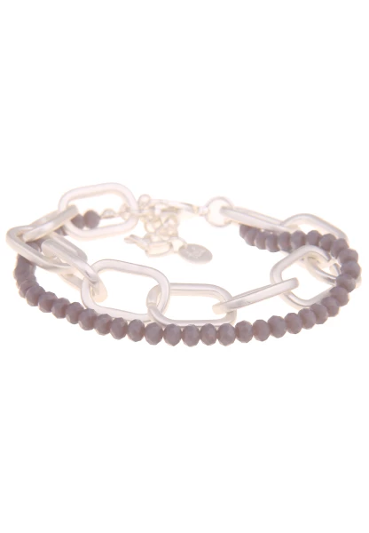Leslii Armband Glieder Glasperlen in Silber Grau Kauf eins, bekomm eins gratis