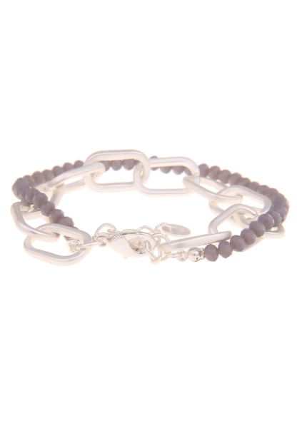 Leslii Armband Glieder Glasperlen in Silber Grau Kauf eins, bekomm eins gratis