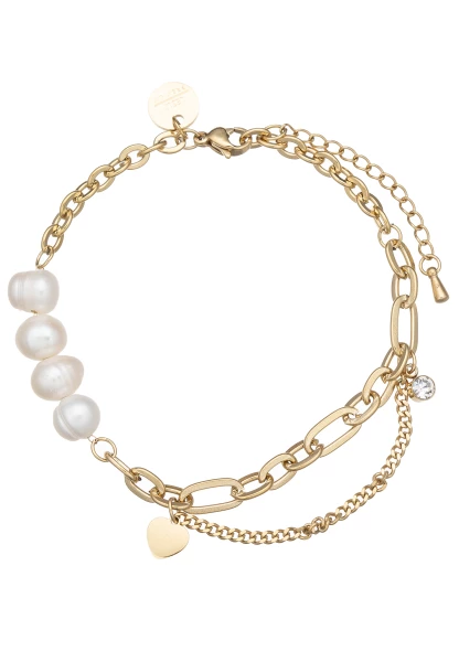 Leslii Perlen-Armband Herz in Gold Kostenlose Rückgabe