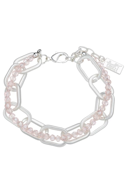 Leslii Armband Glieder Glasperlen in Silber Beige Letzte 3 Tage