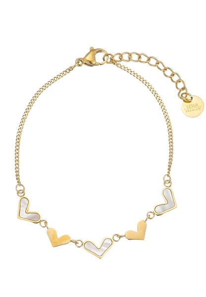 Leslii Armband Perlmutt Herzen Stainless Steel Edelstahl Gold Neueste Stile