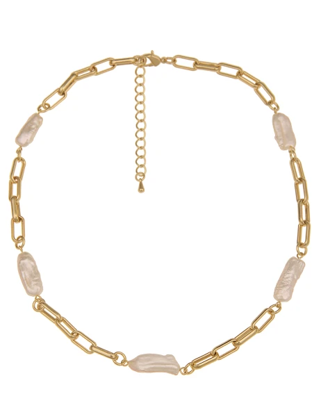 Leslii Kurze Halskette Premium Perlen Gold Weiß Kostenloser Versand international