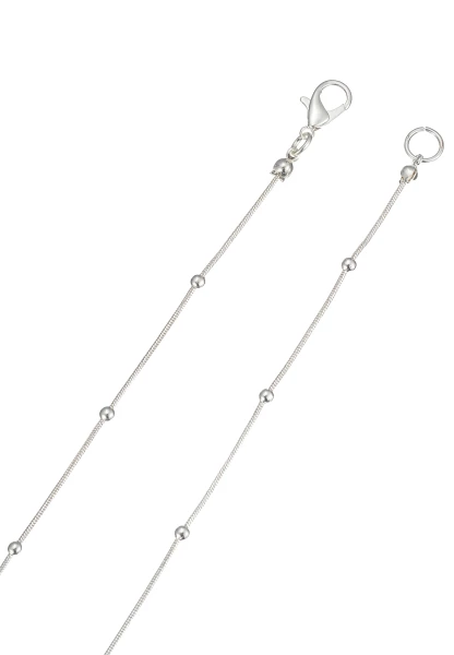 Leslii Lange Halskette Glasstein Silber Weiß Fabrikladen
