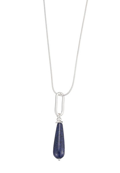 Leslii Lange Halskette Stein-Anhänger Blau Black Friday Preise