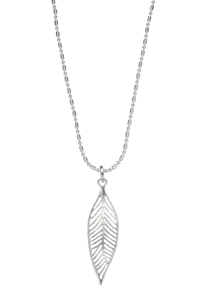 Leslii Lange Halskette Blatt Silber Im Verkauf