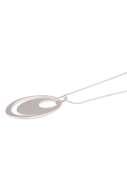 Leslii Lange Kette Oval-Anhänger Matt Silber Rabatte dieses Monats