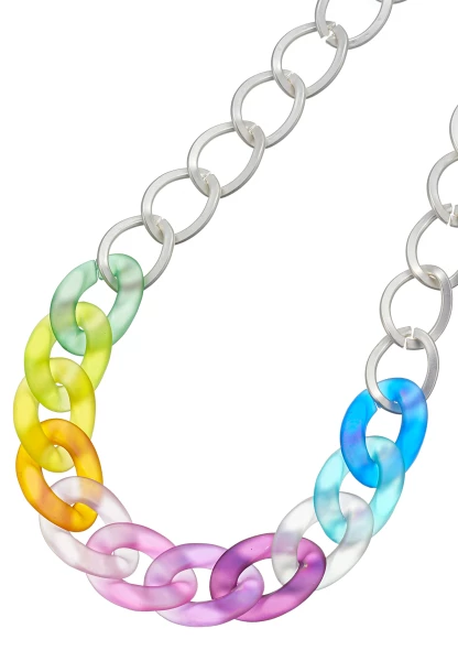 Leslii Kurze Halskette Statement Glieder Silber Bunt im Angebot